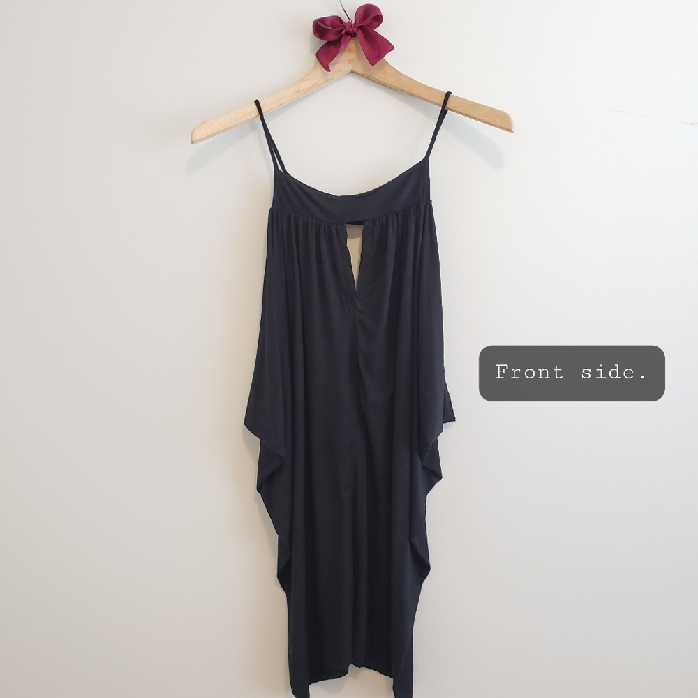 Black Waterfall Drape Dress